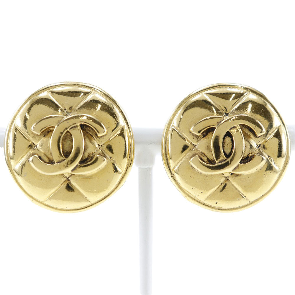 CHANEL Earring Plated Gold gold vintage Matrasse COCO Mark Women