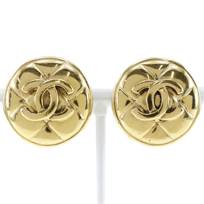 CHANEL Earring Plated Gold gold vintage Matrasse COCO Mark Women