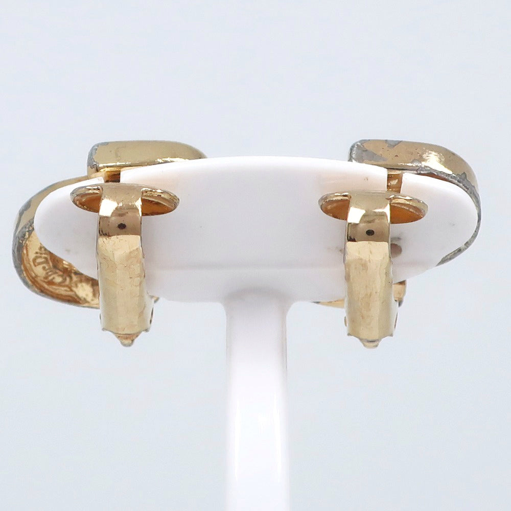 Dior Earring Plated Gold, Rhinestones gold CD logo Women