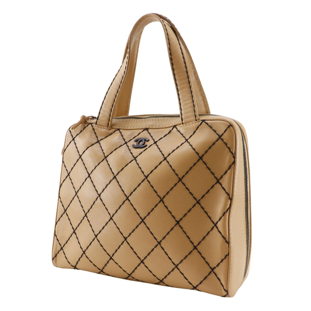CHANEL Tote Bag A14693 Calfskin beige Wild stitch