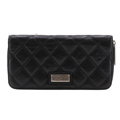 CHANEL Long Wallet Purse lambskin black Matrasse Paris New York Line