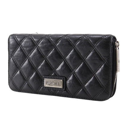 CHANEL Long Wallet Purse lambskin black Matrasse Paris New York Line