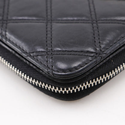 CHANEL Long Wallet Purse lambskin black Matrasse Paris New York Line