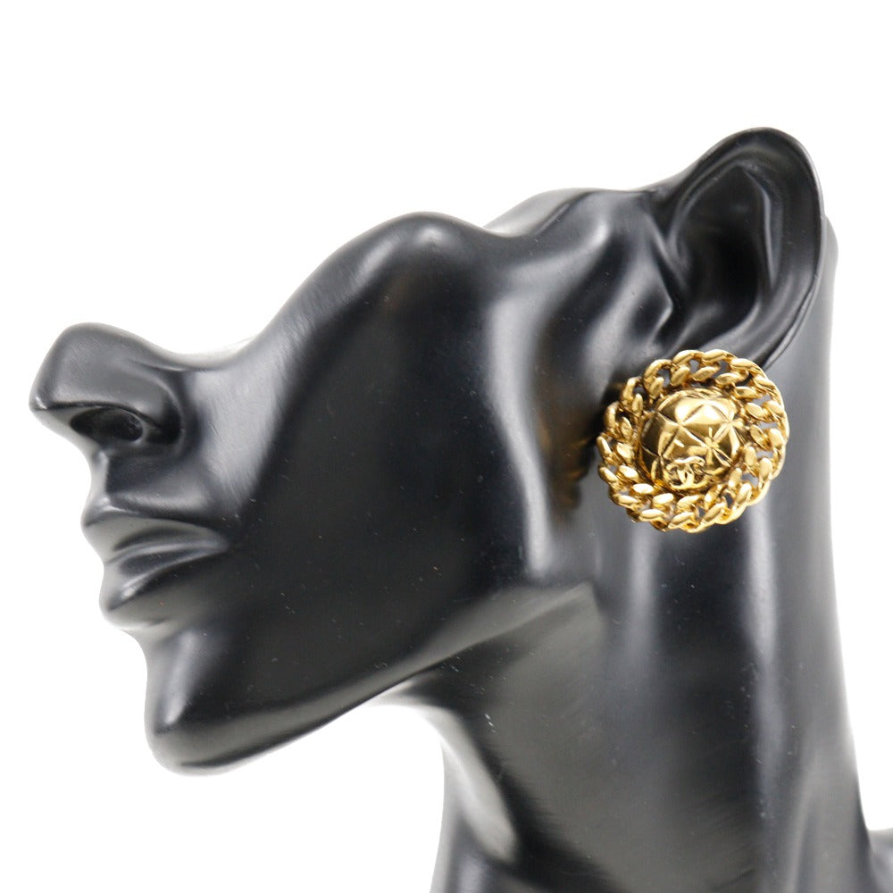 CHANEL Earring Plated Gold gold vintage Matrasse COCO Mark Women