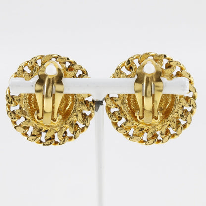 CHANEL Earring Plated Gold gold vintage Matrasse COCO Mark Women