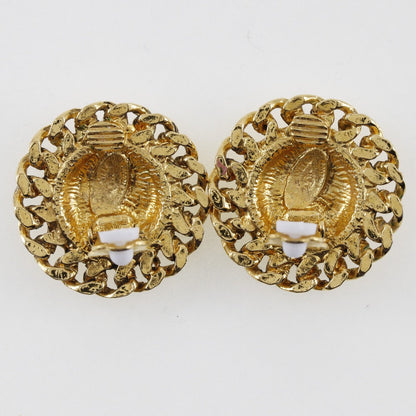 CHANEL Earring Plated Gold gold vintage Matrasse COCO Mark Women