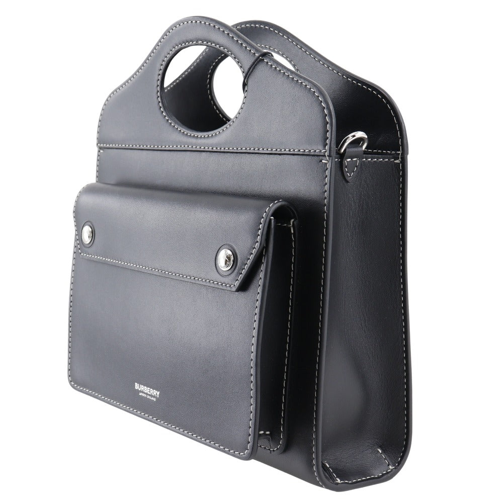 BURBERRY Handbag 8040892 leather black 2WAYShoulder Women