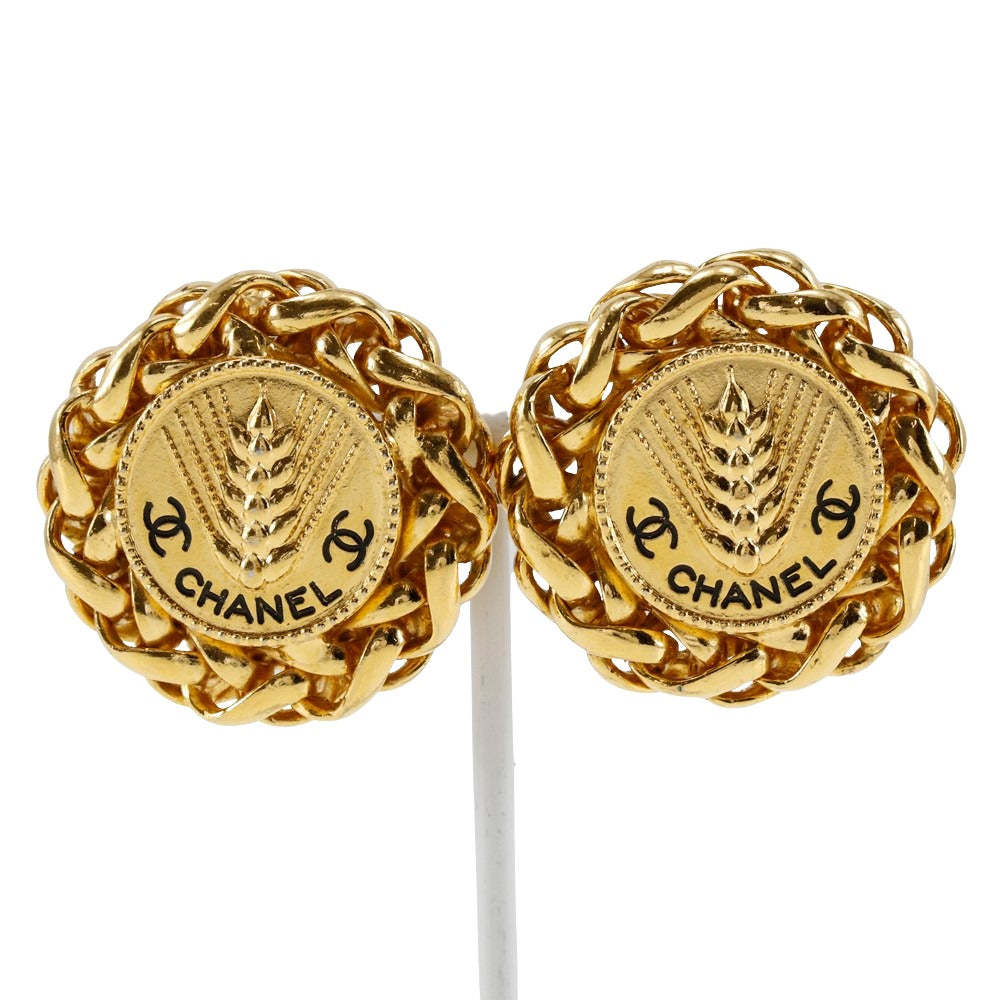 CHANEL Earring Plated Gold gold vintage logo COCO Mark Women