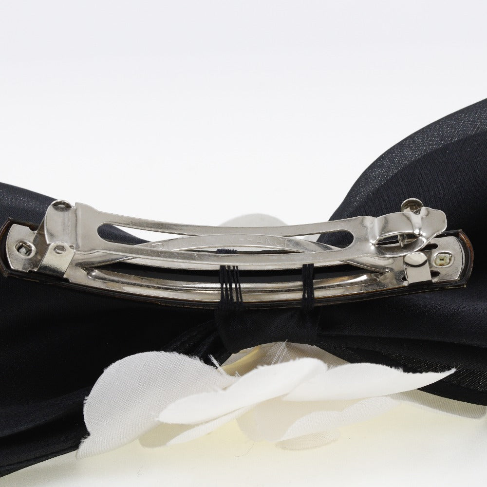 CHANEL Valletta Satin, Textile Black / white camellia ribbon Women