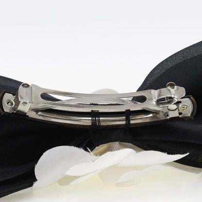 CHANEL Valletta Satin, Textile Black / white camellia ribbon Women
