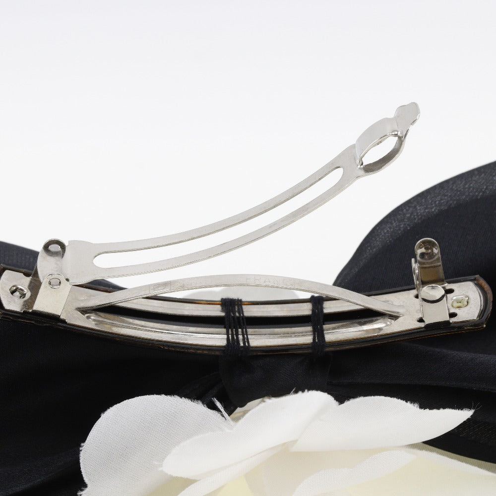 CHANEL Valletta Satin, Textile Black / white camellia ribbon Women