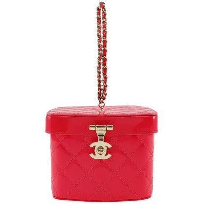 CHANEL Handbag Patent leather pink Party bag Matrasse Vanity Women