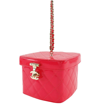 CHANEL Handbag Patent leather pink Party bag Matrasse Vanity Women