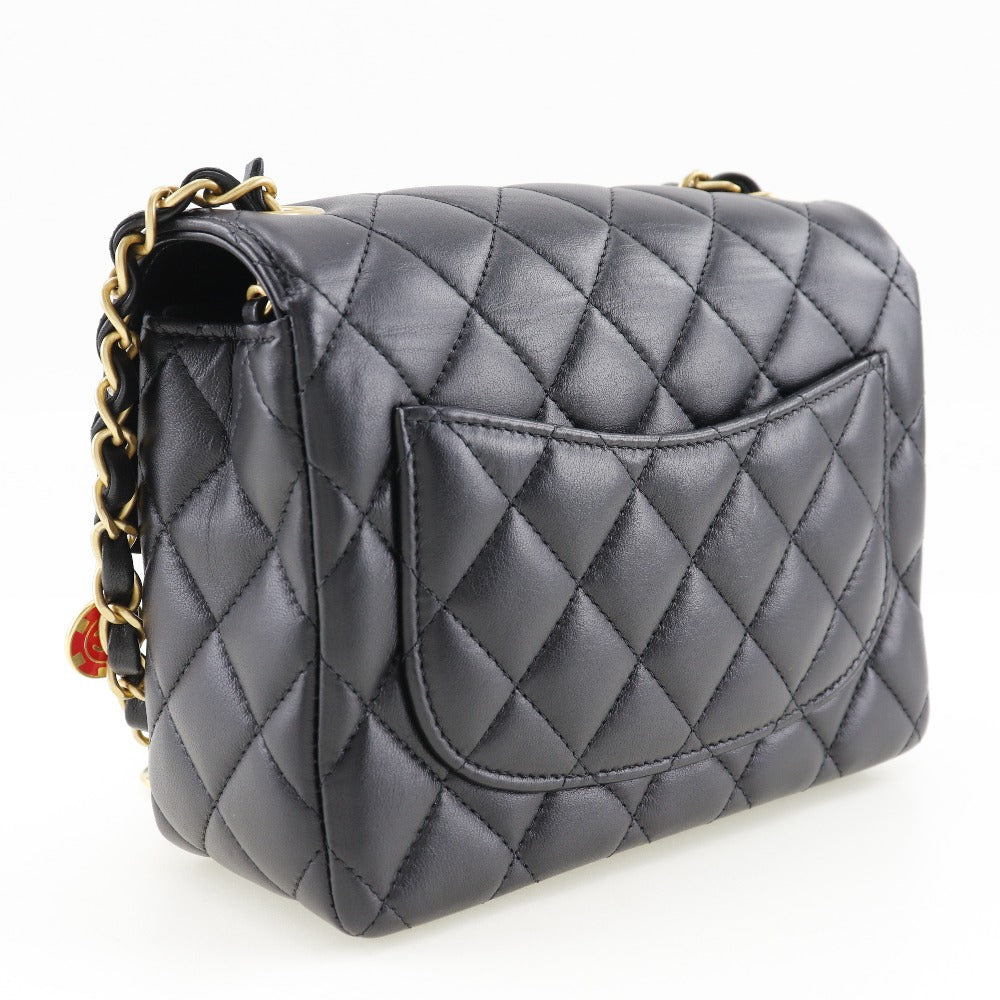 CHANEL Shoulder Bag Calfskin black ChainShoulder Matrasse