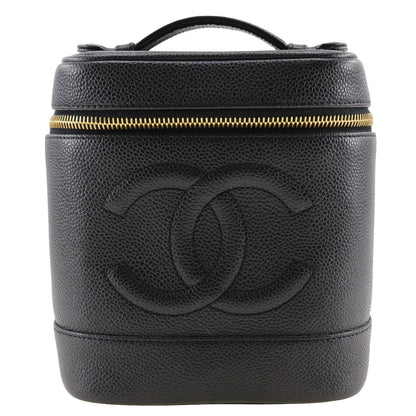 CHANEL Pouch A01998 Caviar skin black Handbag Vanity Women