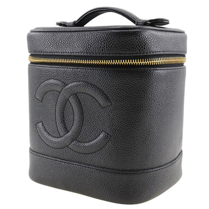 CHANEL Pouch A01998 Caviar skin black Handbag Vanity Women