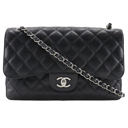 CHANEL Shoulder Bag A58600 Caviar skin black Double flap ChainShoulder Decama Trasse 30 Women