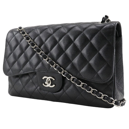 CHANEL Shoulder Bag A58600 Caviar skin black Double flap ChainShoulder Decama Trasse 30 Women