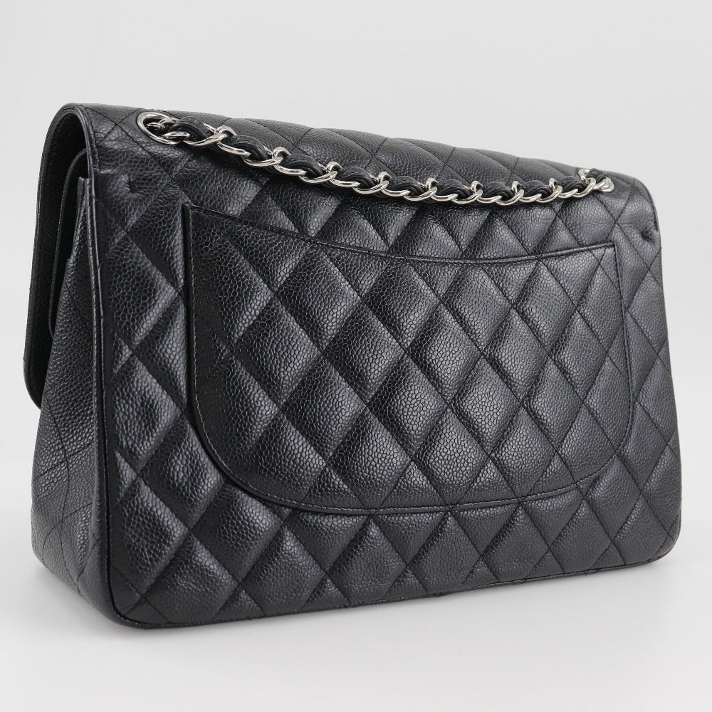CHANEL Shoulder Bag A58600 Caviar skin black Double flap ChainShoulder Decama Trasse 30 Women
