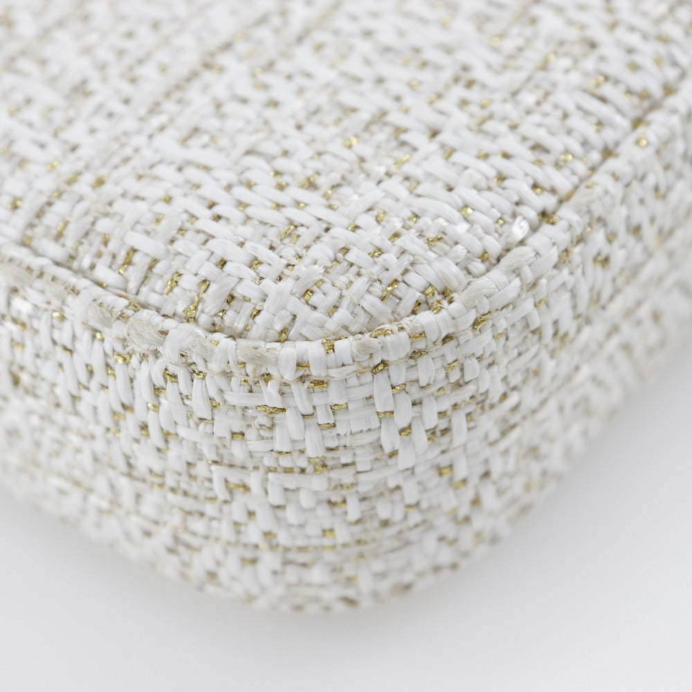 CHANEL Shoulder Bag A84415 tweed White 2-way clutch Deauville ChainShoulder Women
