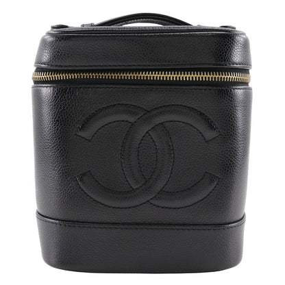 CHANEL Pouch A01998 Caviar skin black Handbag Vanity Women
