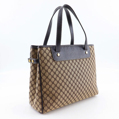 CELINE Handbag Canvas, Calfskin Brown Macadam Women