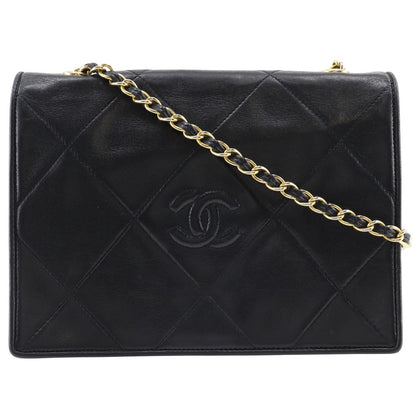 CHANEL Shoulder Bag lambskin black Matrasse Diamond stitch ChainShoulder Women