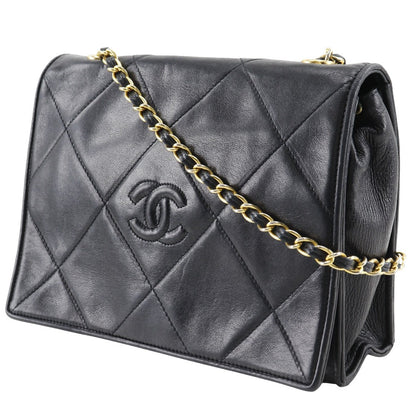 CHANEL Shoulder Bag lambskin black Matrasse Diamond stitch ChainShoulder Women