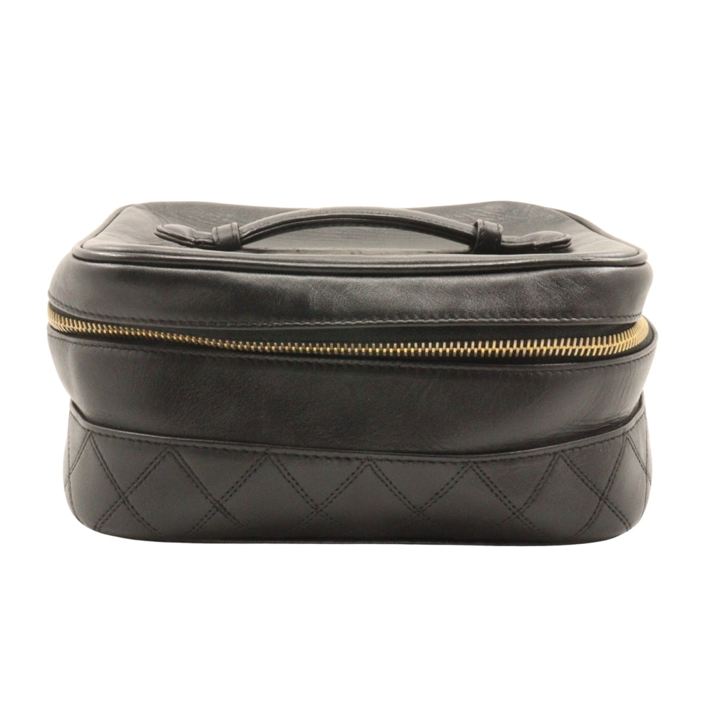 CHANEL Pouch lambskin black Handbag Bicolole Vanity Women