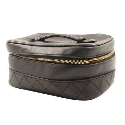 CHANEL Pouch lambskin black Handbag Bicolole Vanity Women