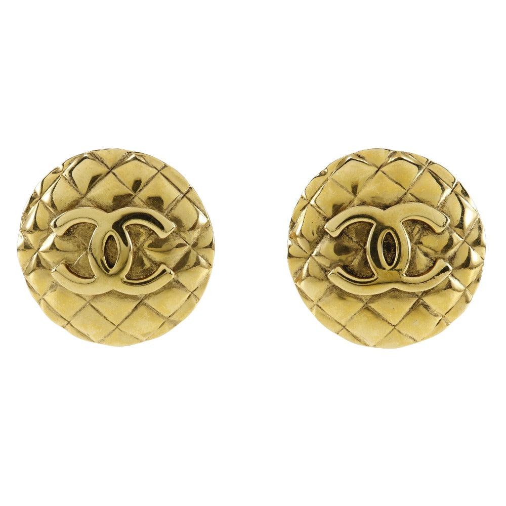 CHANEL Earring Plated Gold gold vintage Matrasse COCO Mark Women