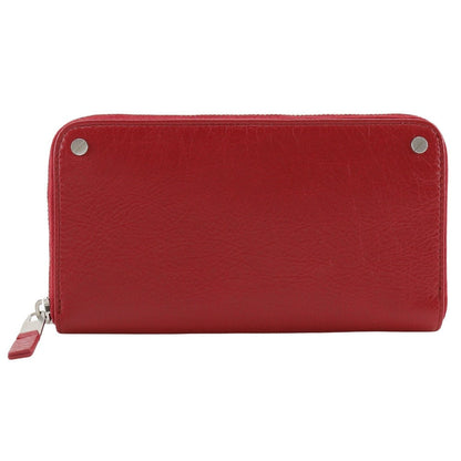 BALENCIAGA Long Wallet Purse 541996 Calfskin Red Zip Around Women