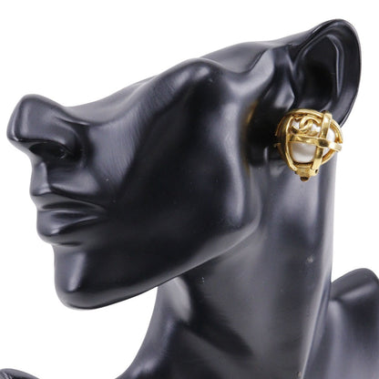 CHANEL Earring Plated Gold, Faux Pearl gold vintage COCO Mark Women