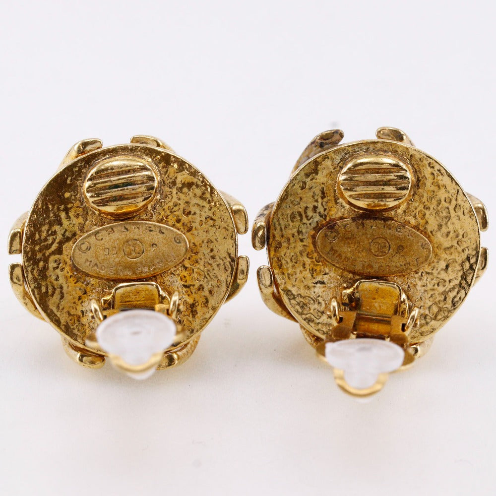 CHANEL Earring Plated Gold, Faux Pearl gold vintage COCO Mark Women
