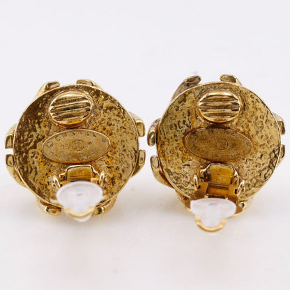 CHANEL Earring Plated Gold, Faux Pearl gold vintage COCO Mark Women
