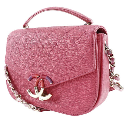CHANEL Handbag A93659 Caviar skin pink 2WAYShoulder COCO Mark top handle Women