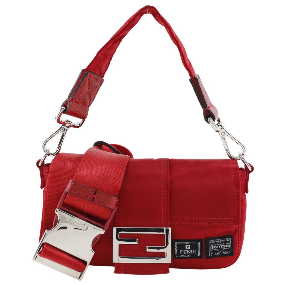 FENDI Shoulder Bag 7AS138 Nylon Red 2WAYShoulder Mamma Bucket Porter collaboration Women