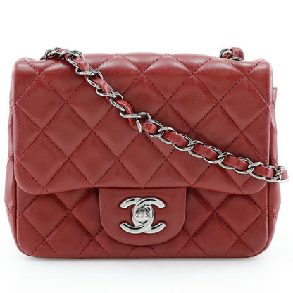 CHANEL Shoulder Bag lambskin Red Matrasse Mini ChainShoulder Women