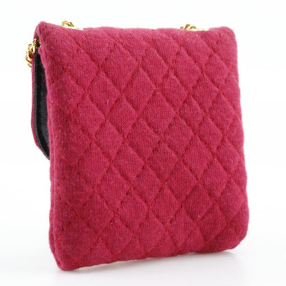 CHANEL Pouch cotton Red micro Chain pouch Women
