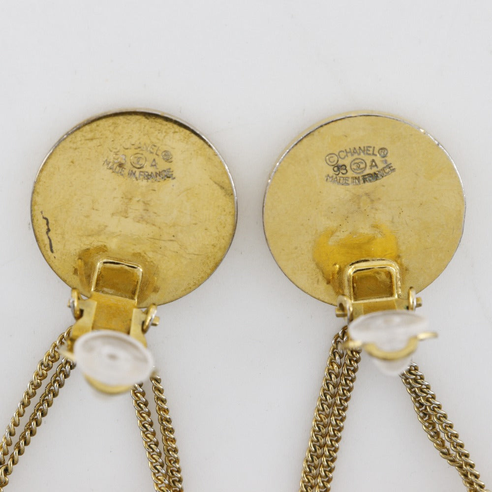 CHANEL Earring Plated Gold gold vintage COCO Mark Matelasse bag motif Women