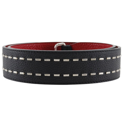 FENDI Shoulder strap leather Black / red Studs Celeria mens(Unisex)