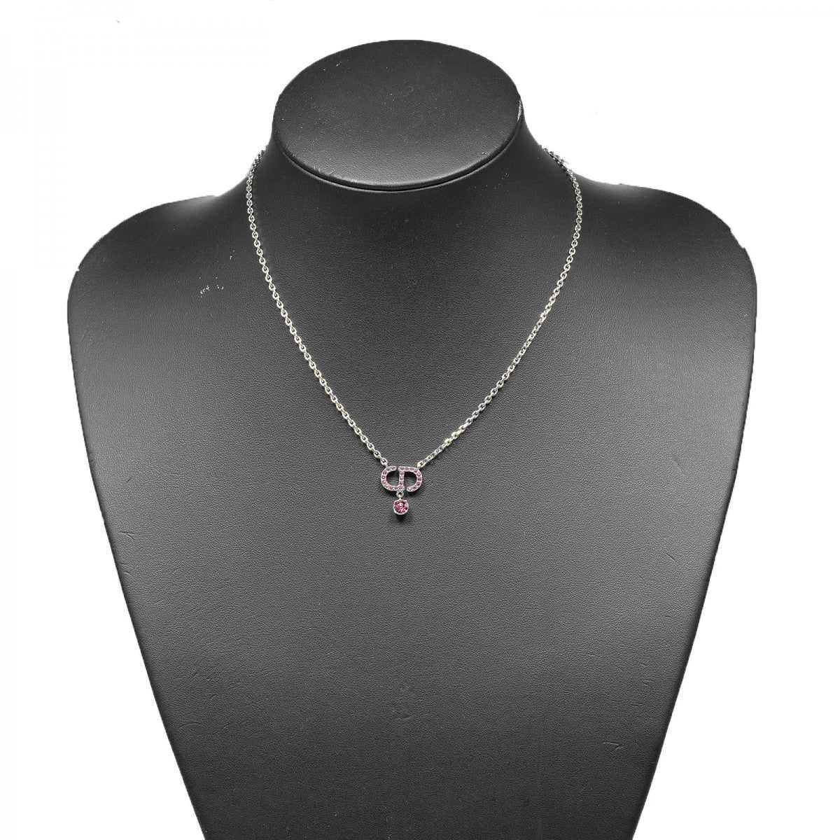 Christian Dior Necklace Rhinestones, Metal Silver Petit CD