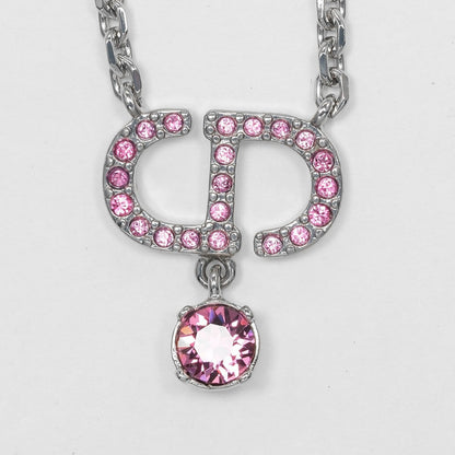 Christian Dior Necklace Rhinestones, Metal Silver Petit CD
