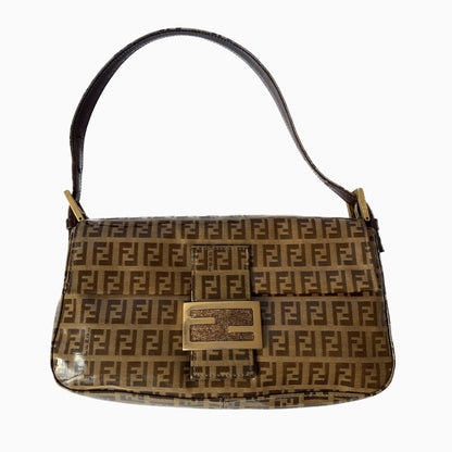 FENDI Baguette Zucchini Print Patent Leather