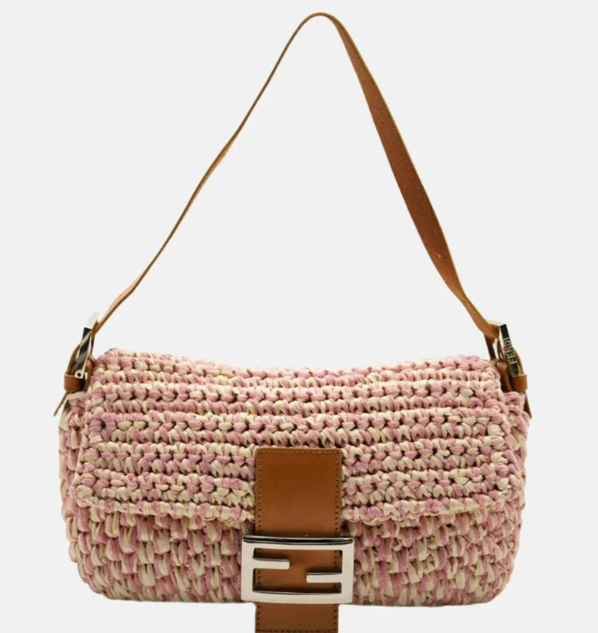 Fendi Baguette Raffia Straw Multicolor Shoulder Bag