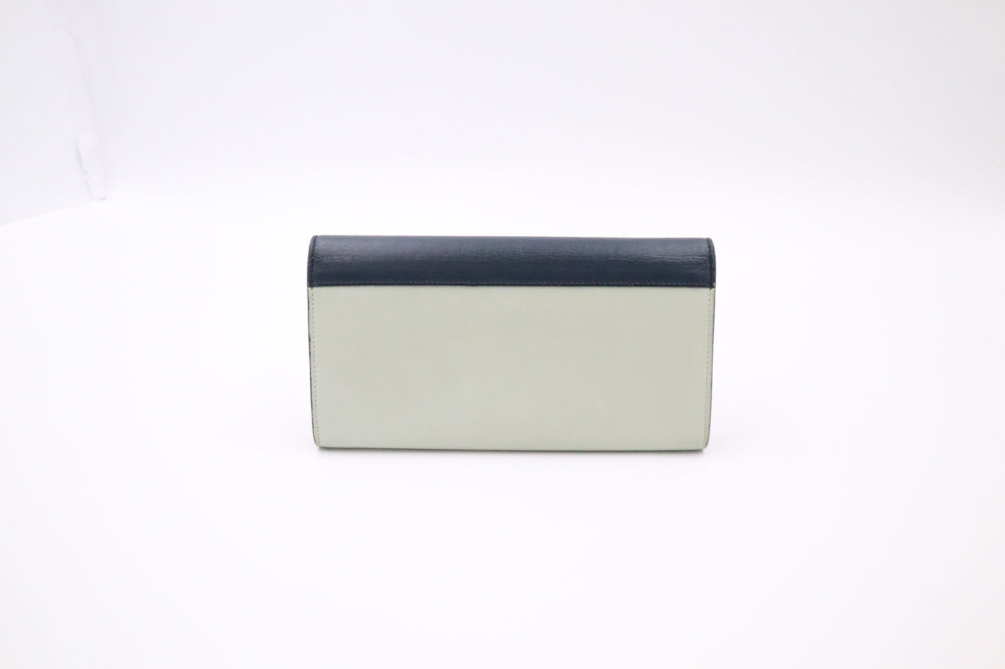 Celine Long Wallet in Navy and Mint Green Leather
