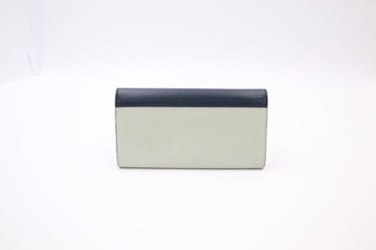 Celine Long Wallet in Navy and Mint Green Leather