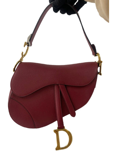 Dior Saddle Red Medium Grained Leather Shoulder Bag