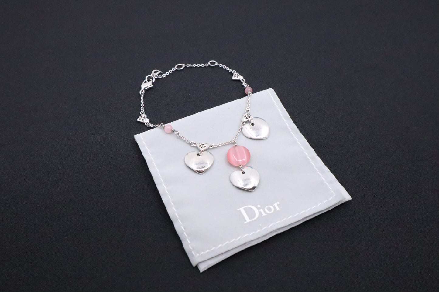 Dior Heart Bracelet with Pink Beads