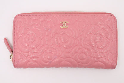 Chanel Long Wallet in Pink Camellia Leather